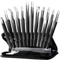 Antonki 12 Pack Precision Tweezers Set for Craft, Soldering, Jewelry, Facial Hair, Eyebrow, Ingrown Hair Removal, Eyelash Extension- with Case