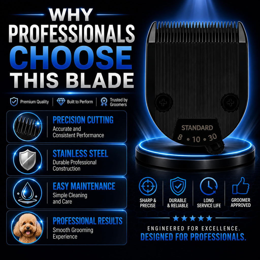 Kenchii Professional Dog Clipper Blade Flash 5 Pet Hair Clipper - Detachable Stainless Steel Blades for Dog Grooming - Hair Clippers & Accessories Pet Shaving Blades. (KEFB5-STD)