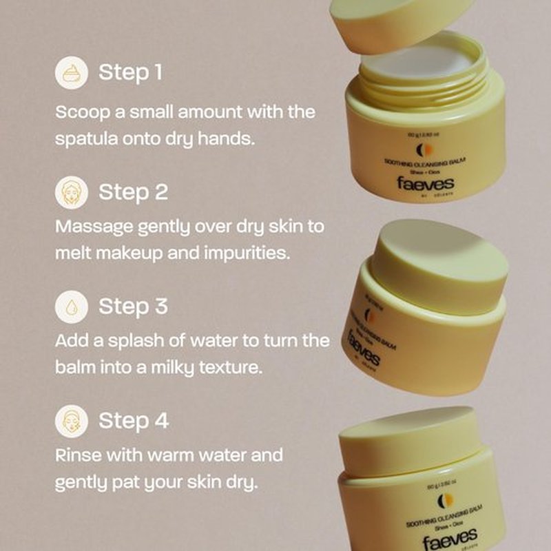 FAEVES By Céleste Soothing Cleansing Balm, Gently Removes Makeup, SPF, Excess Oils & Impurities, 80g