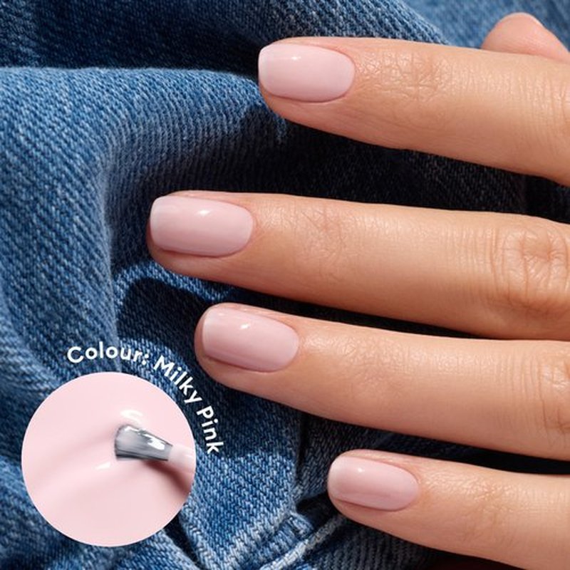Manucurist Green Flash LED Milky Pink Gel Nail Polish - Vegan, 12-Free, Plant-Based - Strengthens and Protects the Nail - Gel Polish - Made in France - 0.5 fl oz