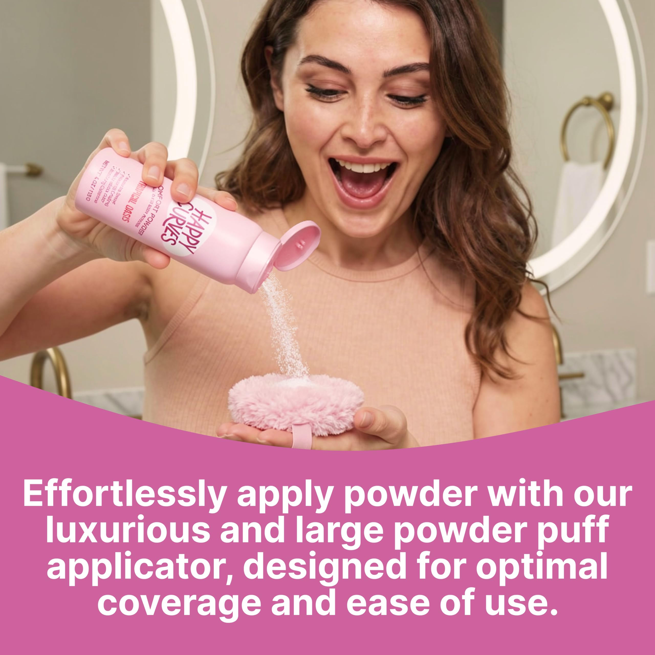 Happy Curves Dusting Powder Puff for All Day Sweat, Odor, & Chafe Defense, Body Powder Applicator (Powder Sold Separately)