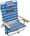 Tommy Bahama Folding Beach Chair - 5-Position Classic Lay Flat Design | Aluminum, Red, White & Blue Stripe