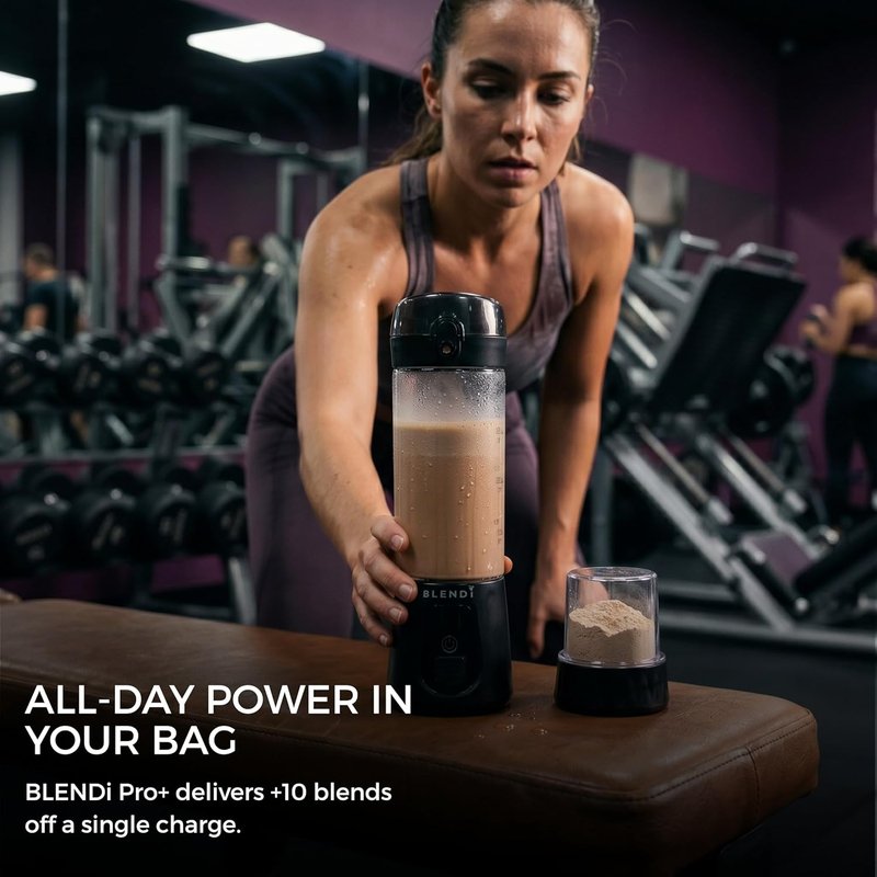 BLENDi Pro+ Portable Blender - 120W Ice Crushing Motor, USB-C Rechargeable, 17.5oz Black - BPA-Free & Travel-Friendly