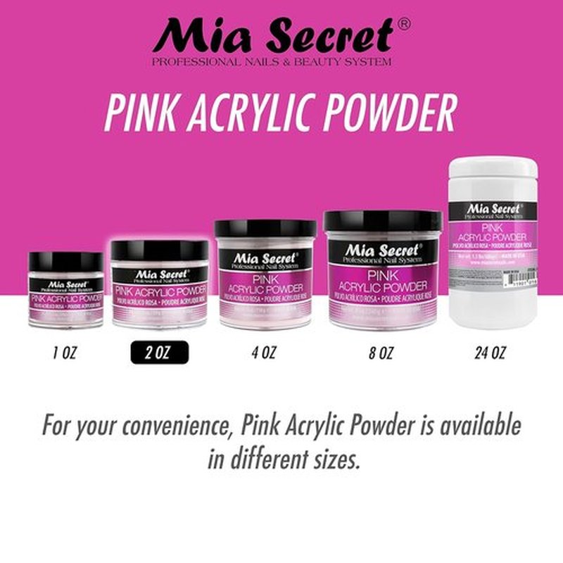 Mia Secret Pink Acrylic Powder - Professional Nail System | 2 OZ for Stunning Nails