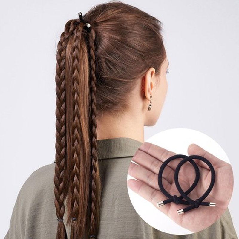 Pndeyo 15pcs Black Knotted Hair Ties, Elastic Knot Hair Bands Ponytail Holders, Non-Slip Hair Rope Bracelets for Thin Thick Wavy Curly Straight Long Short Hair