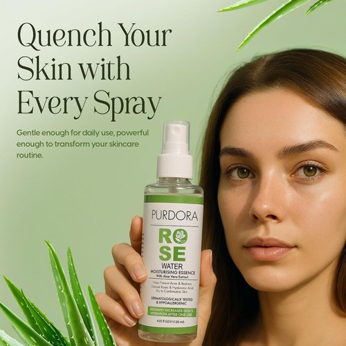 Regine Switzerland Rose Water Face Mist Toner - Hydrating Aloe Vera & Hyaluronic Acid Spray for Redness, Dry & Acne-Prone Skin - 4.05 fl oz