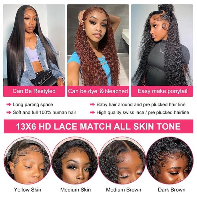 Flower Shadow 13x6 Full Lace Frontal Wig Water Wave Virgin Human Hair Wigs 210% 18 Inch Deep Wave 13x6 HD Full Lace Frontal Wigs For Black Women Wet and Wavy Wig
