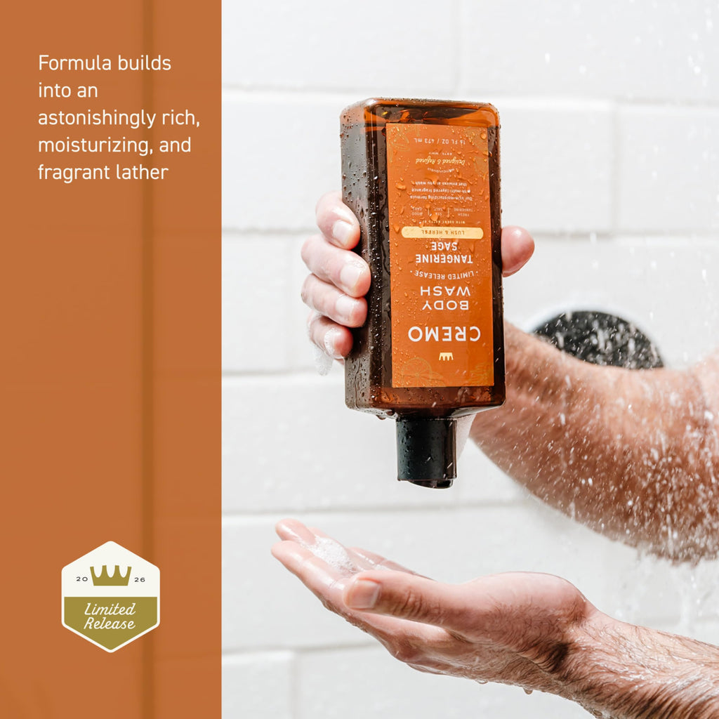 Cremo Rich-Lathering Tangerine Sage Body Wash Men, Notes of Fresh Tangerine, Sea Salt, and Wood Sage, 16 Fl Oz