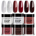 AZUREBEAUTY Dip Powder Set - 6 Burgundy Red Colors for DIY Nail Art | No Lamp Needed, Perfect Starter Kit