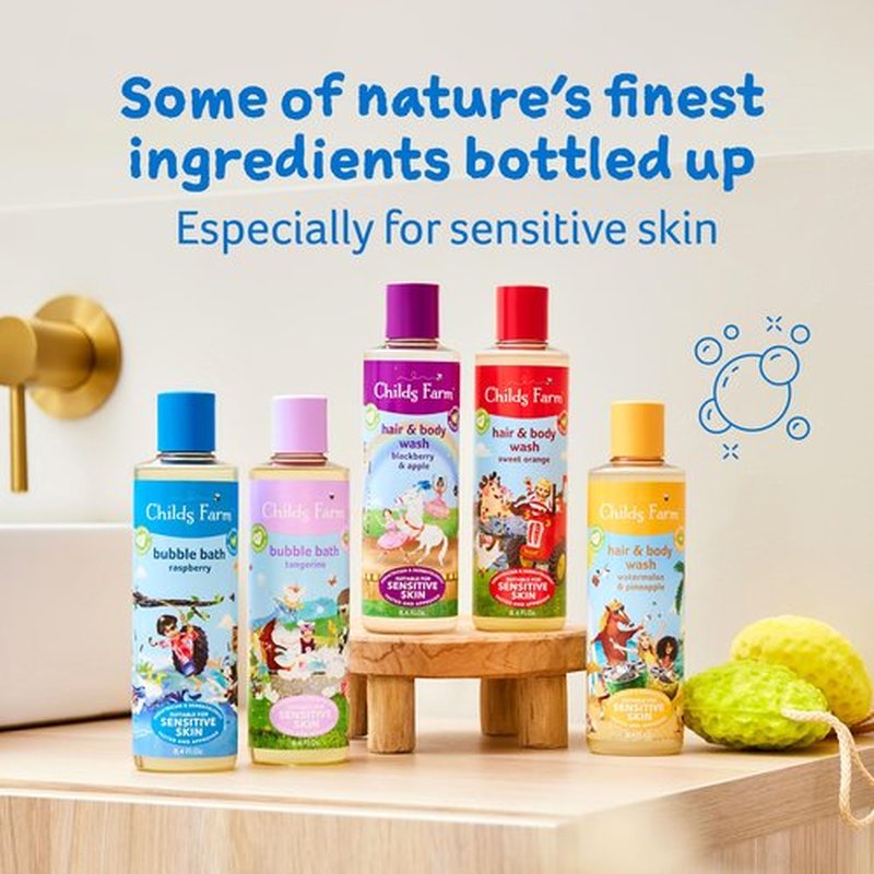 Childs Farm, Kids Hair & Body Wash for Dry, Sensitive Skin, Organic Sweet Orange, Gently Cleanses, Vegan, Cruelty-Free, 8.4 Fl Oz