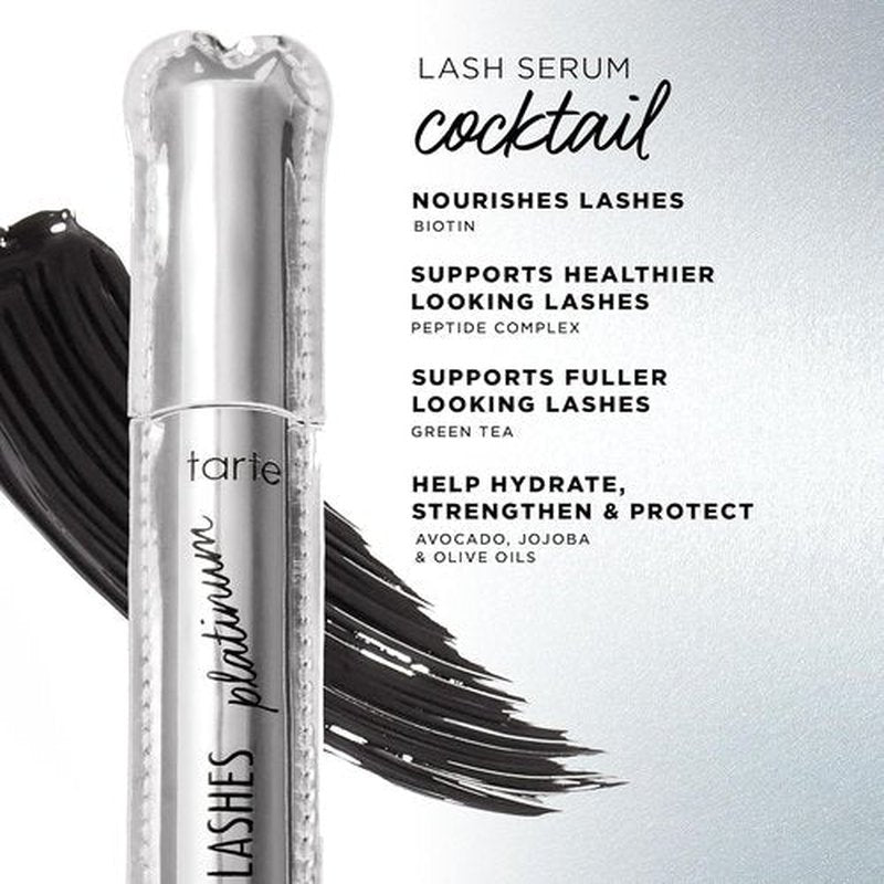 Tarte Lights, Camera, Lashes Platinum Volumizing Mascara - Black Tinted Peptide Formula for Volume & Length, Vegan & Cruelty-Free