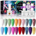 CLARFY Gel Nail Polish Kit 10ML/23PCS with Base Coat, Matte and Glossy Top Coat, Pink Blue White 20 Colors, Spring Summer Gel Polish Set for Nail Art, Salon, DIY Manicure, Gifts for Women, Girls