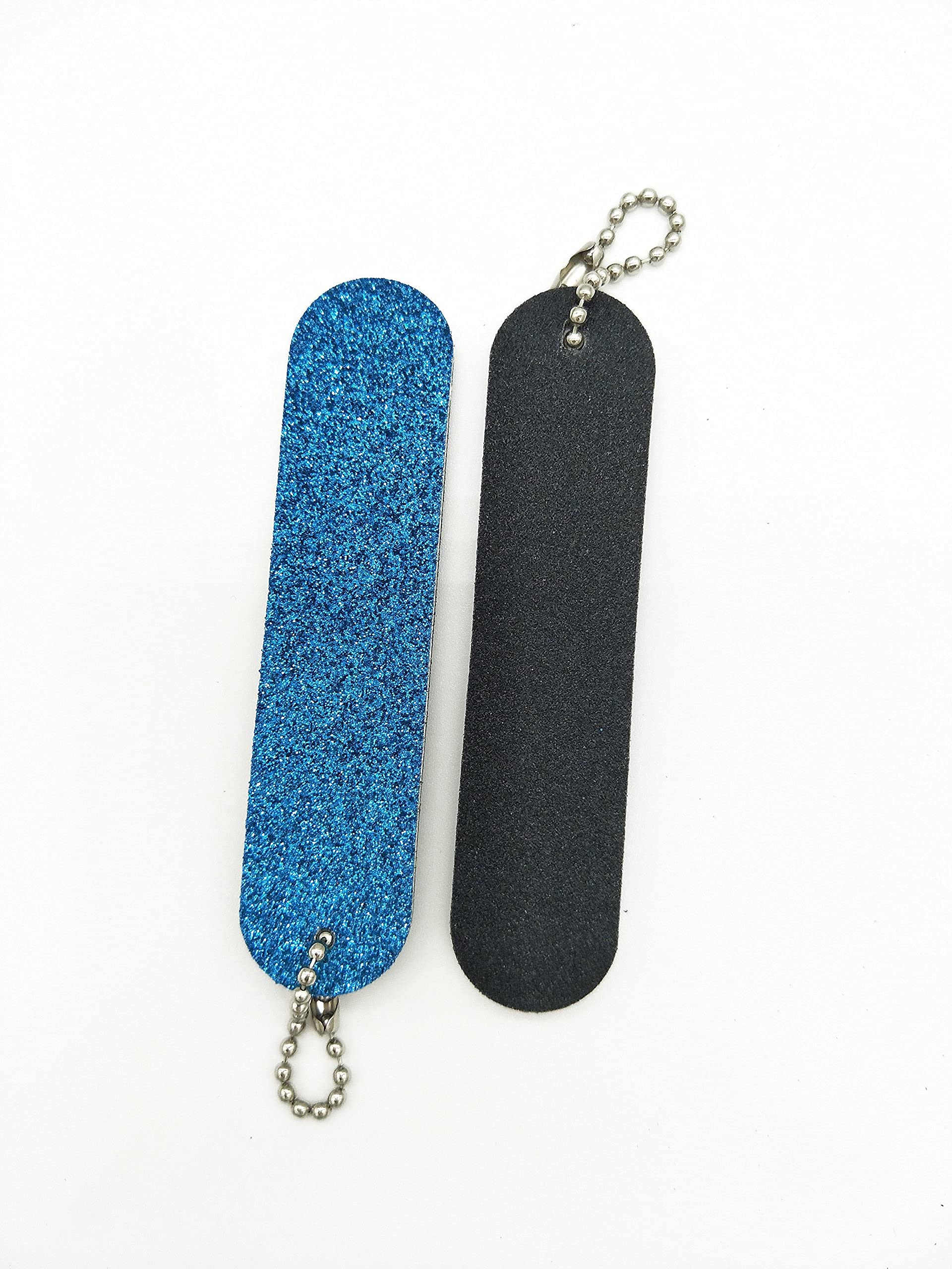 VOSAIDI 10 Pcs Professional Nail Files Nail tool Shining Blue and Green Mini Nail Colorful Files With Chain Double Sided Emery Board 180 Grit