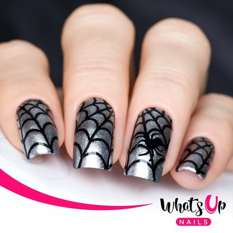 Halloween Nail Vinyl Stencils 4 Pack (Fire, Slime Drips, Spider Web, Pumpkin Faces) for Nail Art Design
