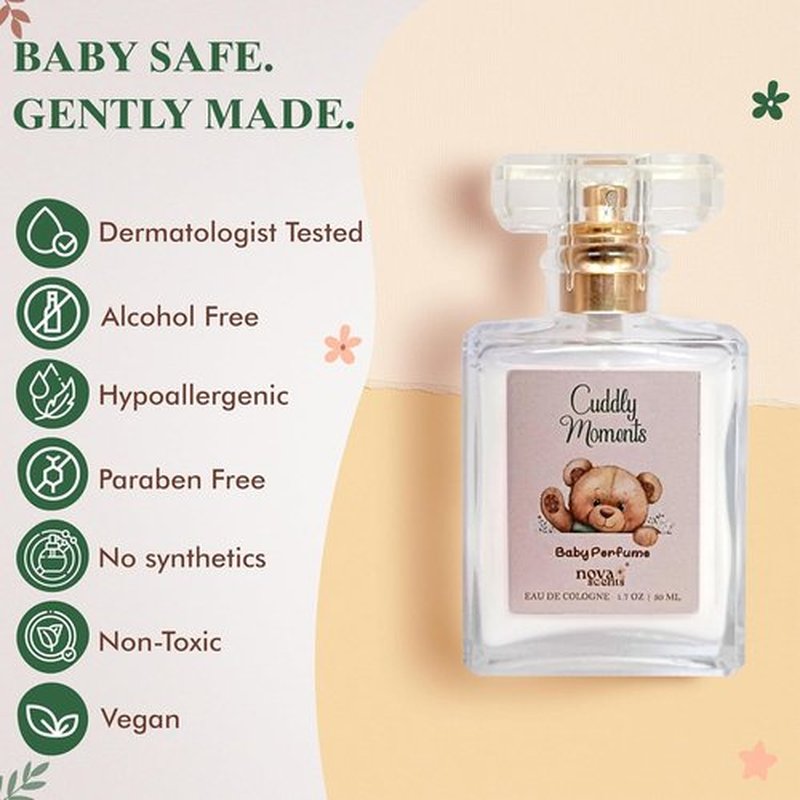 Nova Scents Baby Cologne - Alcohol-Free, Hypoallergenic Floral Perfume for Toddlers | 1.7oz, 50ml - Cuddly Moments