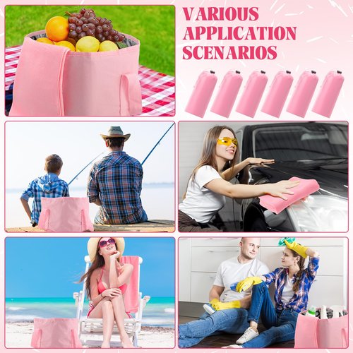FillTouch 12 Pcs 15L Foldable Foot Soaking Tub Kit Portable Foot Bath Tub Foldable Foot Basin Bath Foot Tub for Soaking Feet with Towel and Storage Bag Soak Spa Bucket for Travel Camping (Pink)