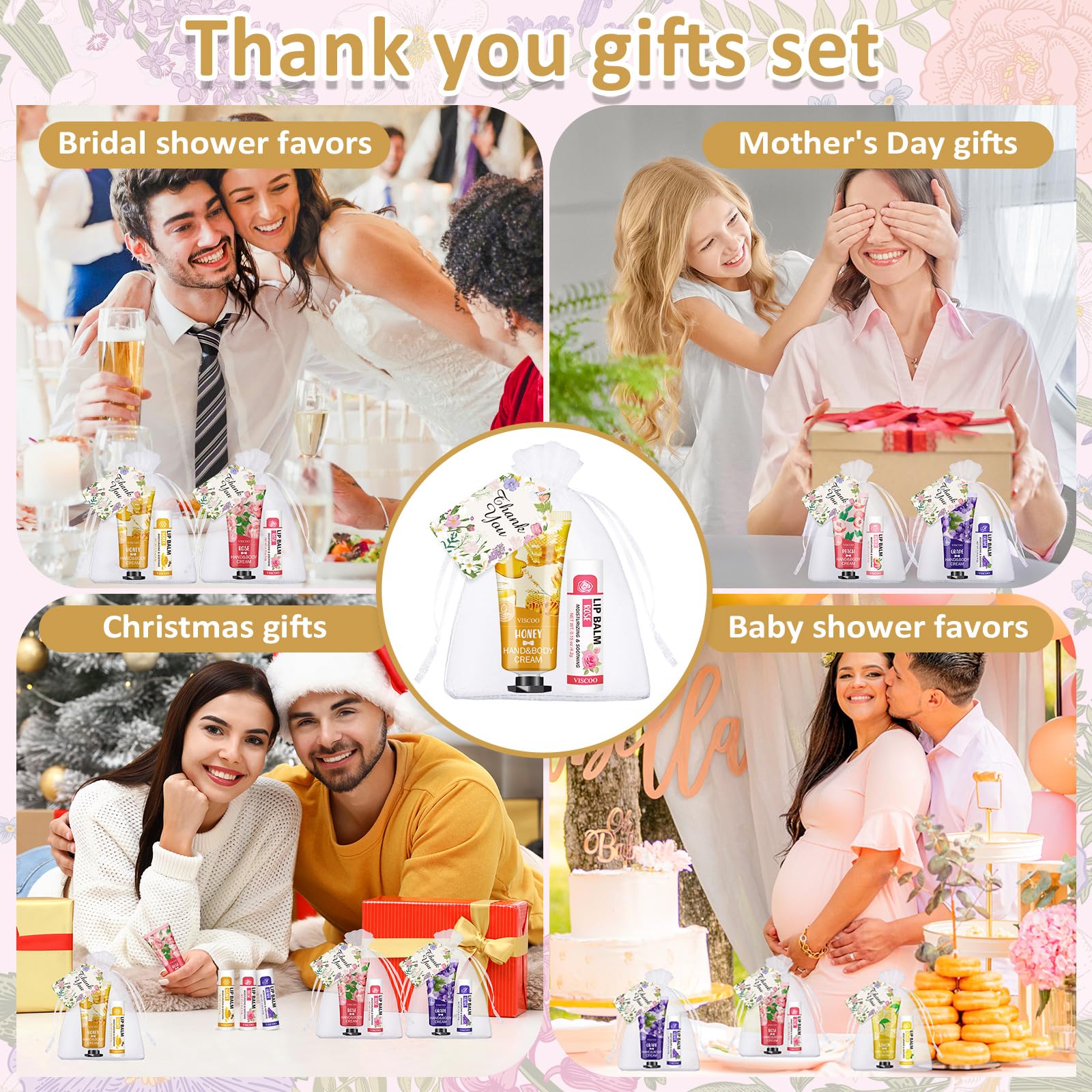 VISCOO 80 Pack Bulk Lip Balm and Hand Cream Set, Teacher Appreciation Gifts/Graduation Gifts, Nurses Week Gift, Thank You Bridal Wedding Favors for Guests, Small Gift for Women Birthday