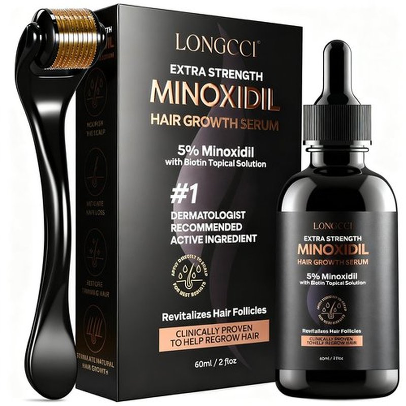 5% Minoxidil Hair Growth Serum for Women: Extra Strength Hair Loss Treatment with Biotin for Thinning Hair - Regrowth Topical Solution to Restore Follicle Health & Thicker Results