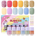 SAVILAND Glamkids Kids Nail Polish Quick-Dry:Non-Toxic Nail Polish Set 12 Colors Water Based Peel-Off Toddler Fingernail Polish Natural Safe Castor Oil Nail Lacquer Kit with Sticker for Girl Ages 5-12