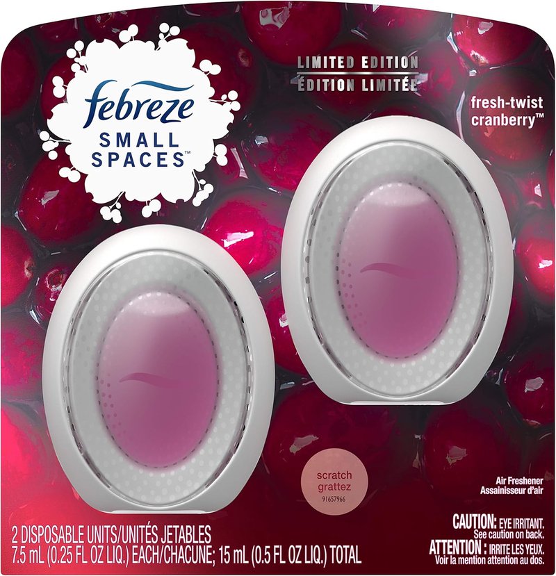 Febreze Small Spaces Air Freshener - Twist Cranberry Scent, 2 Count | Eliminate Odors Effortlessly
