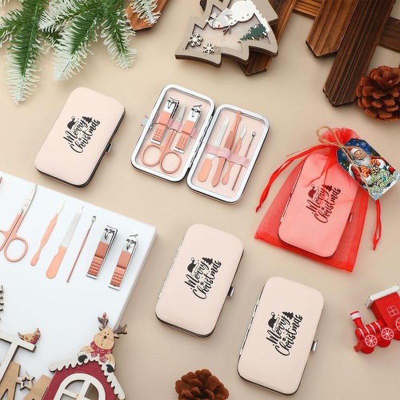 Lanties 12 Set Christmas Manicure Set Bulk Christmas Stocking Stuffers Women Nail Clippers Pedicure Kit 7 In1 Travel Stainless Steel Grooming Kits Funny Xmas Gifts for Employees Office Coworkers