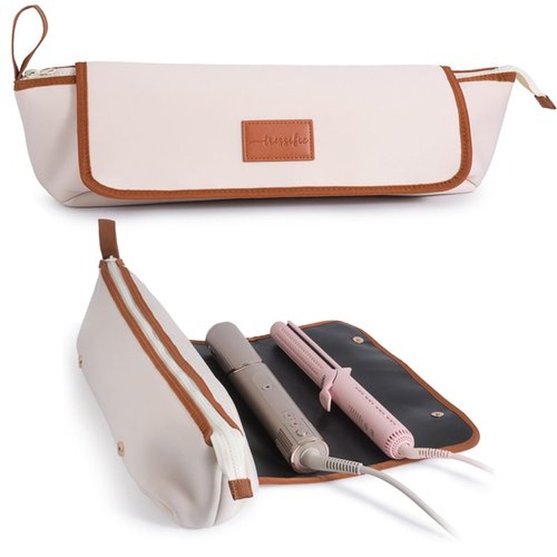 tressific Heat Resistant Hair Tools Travel Bag | 17-Inch Extra Long Storage Case for Curling Irons, Flat Irons, and Styler Brushes | Padded Protective Organizer for Travel & Home
