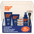 Dollar Shave Club | Ultimate Set | 4 Swift Rinse Refill Cartridges, 1 Handle, 1 Prep Scrub 3 ounce, 1 Shave Cream 6 ounce, 1 Post Shave Dew 3.4 ounce