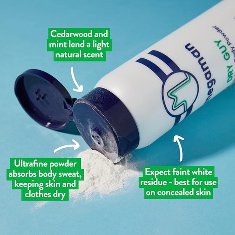 Megaman Sweat Absorbing Body Powder - Talc-Free, All-Natural Formula | Prevents Chafing & Odor | 6 oz