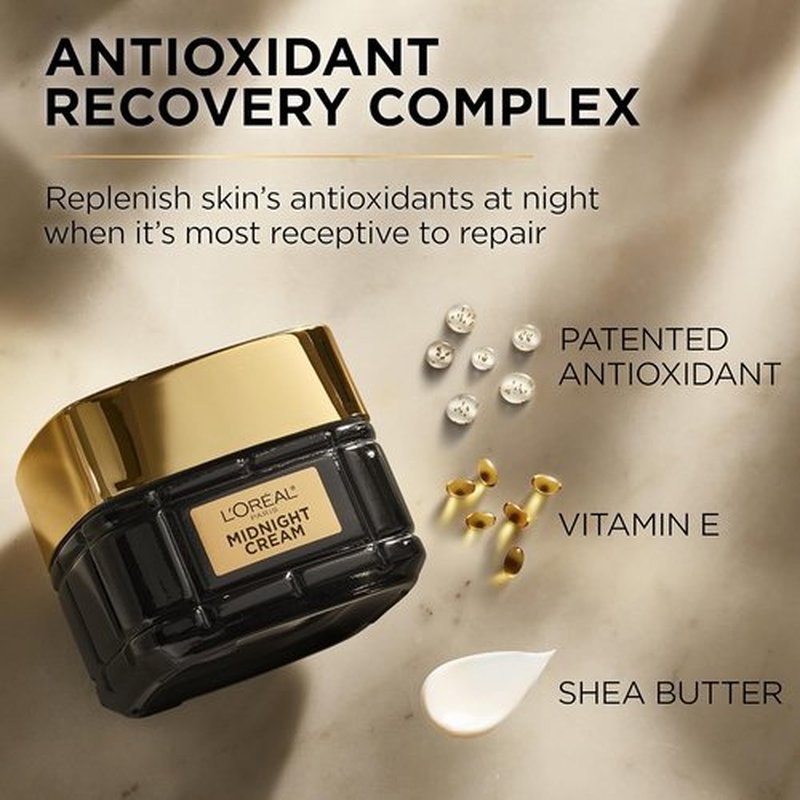 L'Oreal Paris Age Perfect Anti-Aging Midnight Cream - Firming Face Moisturizer, 1.7oz + Serum Sample