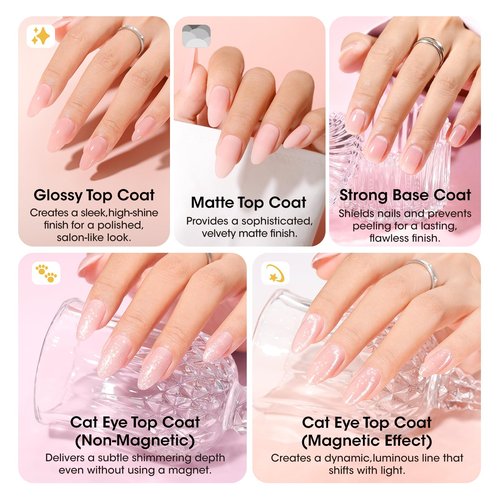 Gellen 24pcs Gel Nail Polish Set, 20 Gel Polish Colors with Base Coat and Glossy Matte Cateye Top Coat, HEMA TMPTA TPO 3-Free Red Pink Green White UV Cured Soak Off Salon Nail Kit, Gift for Women Girl