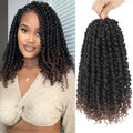Alrence Passion Twist Crochet Hair 8 Packs Pre twisted Passion Twist Hair For Women Soft Bohe Pre-looped Crochet Braids (14 Inch (Pack of 8), 1B/30)
