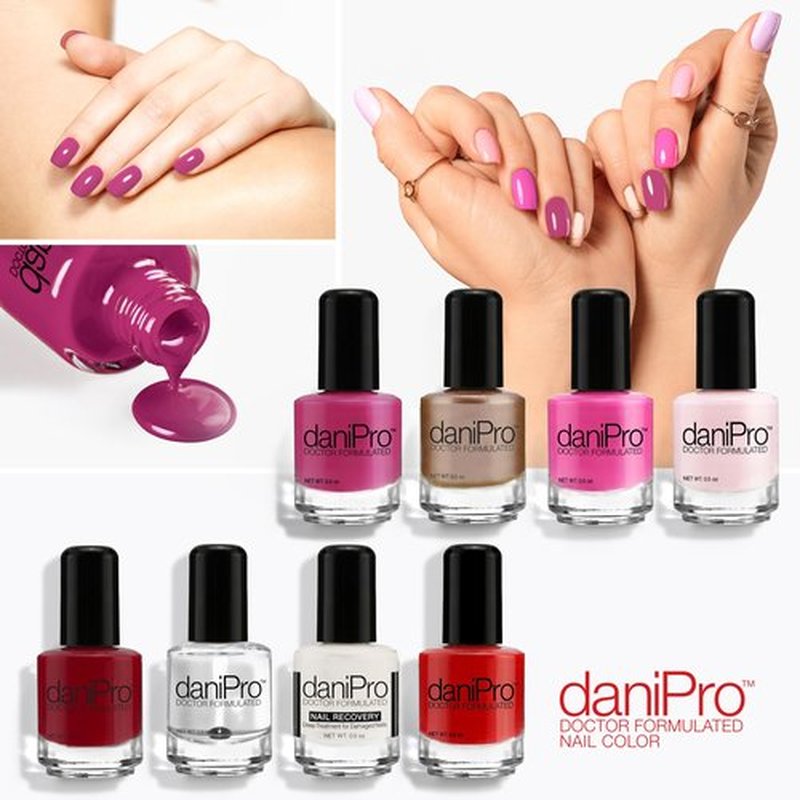 daniPro Doctor Formulated Nail Polish Lovely Lady deep pink Fingernail Polish & Toenail Polish, 0.5 oz with Undecylenic Acid, Biotin & Vitamins - Vegan Formula for Healthy Nails - Made in the USA