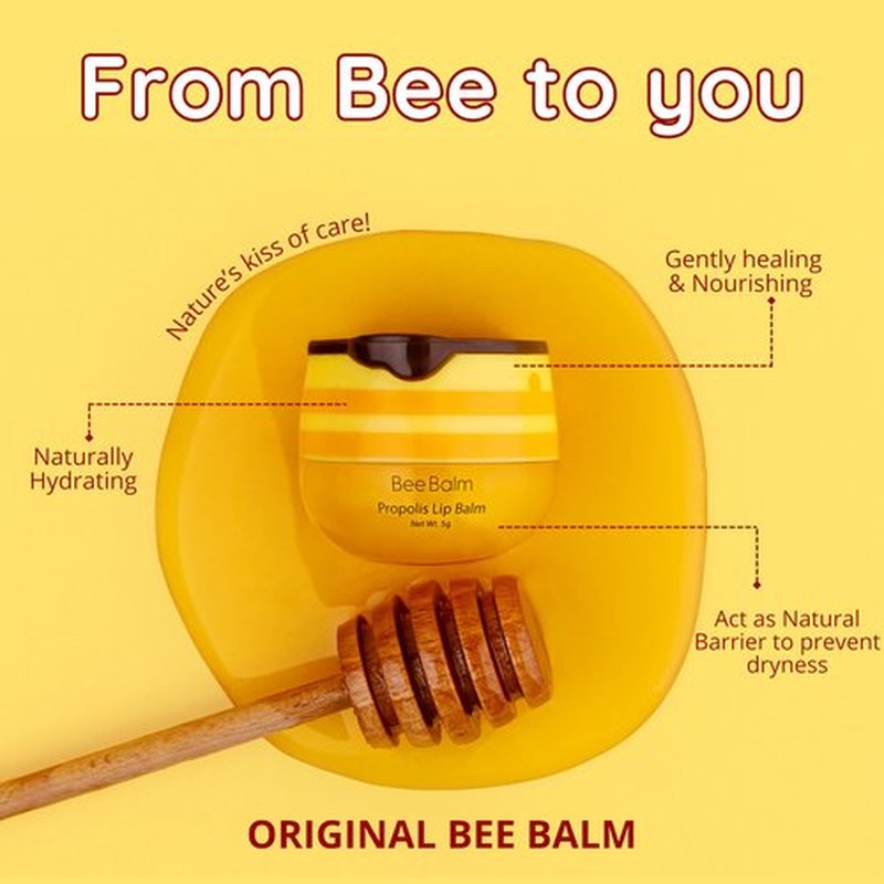 Original My Bee Balm Lip Balm - Propolis Hydrating Balm Honey Pot for Dry, Chapped & Cracked Lips with Propolis, Honey & Vitamin E - Soften, Smooth & Reduce Lip Lines