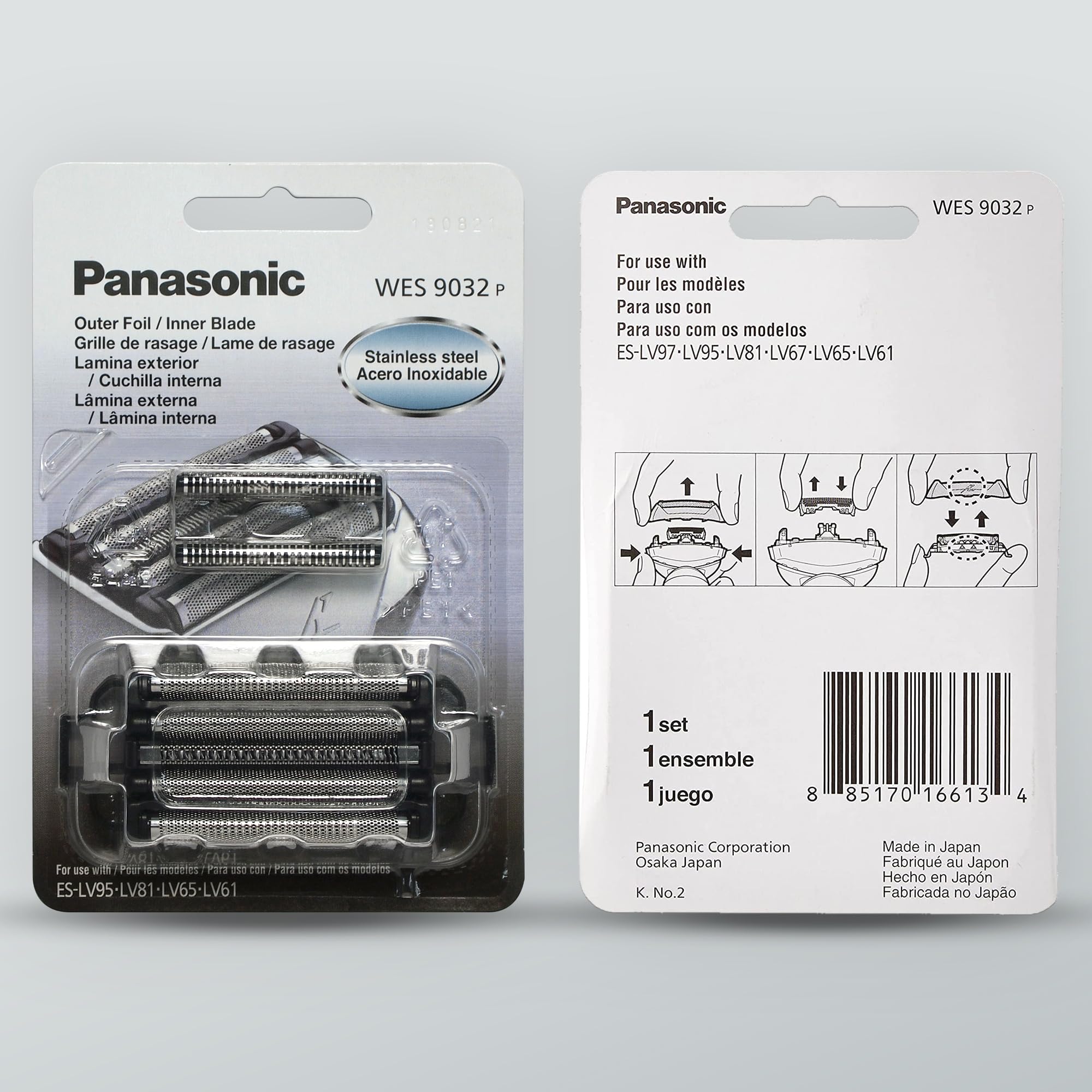 Panasonic Shaver Replacement Outer Foil and Inner Blade Set WES9032P, Compatible with ARC5 5-Blade Shavers ES-LV97-K, ES LV67-K, ES-LV95-S, ES LV65-S (Pack of 2)