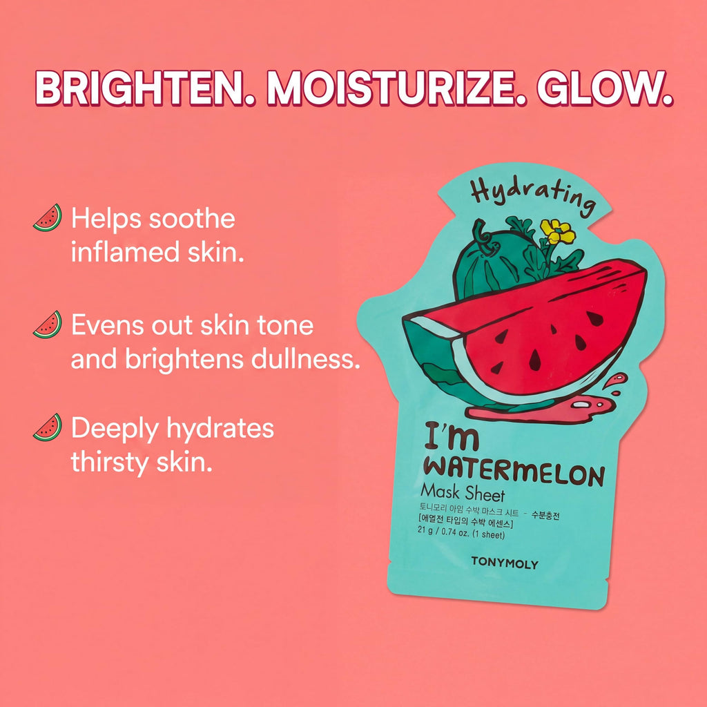 TONYMOLY Bright & Juicy Sheer Mask Set – 12 Pack Korean Hydrating Face Masks with Watermelon, Lemon & Peach, Brightening Skincare Gifts for Gift Baskets, Care Packages & Self-Care