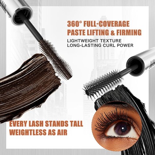 Skiennix Women's Tubing Mascara - 2-in-1 Black & Brown, Volumizing, Waterproof, Hypoallergenic