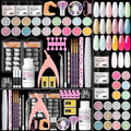 COSCELIA Acrylic Nail Kit with Everything, Professional Acrylic Powder Glitter Decoration Powder Extension Nails Art Kit Rhinestones Manicure