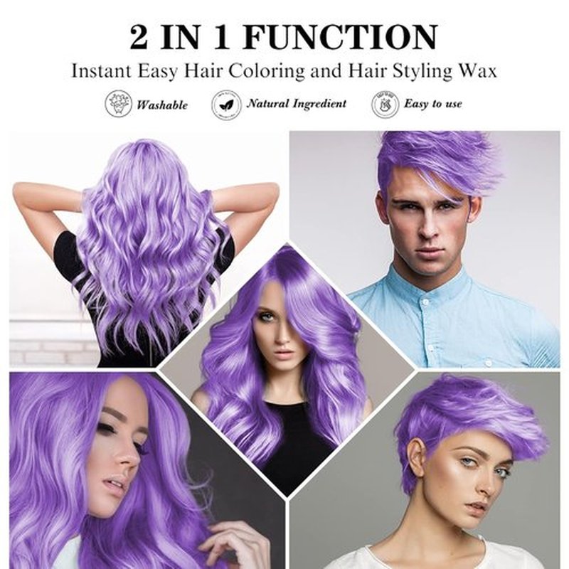 Skiennix Purple Temporary Hair Color Wax - Instant Washable Hairstyle Cream for Men & Women | Perfect for Parties & Cosplay