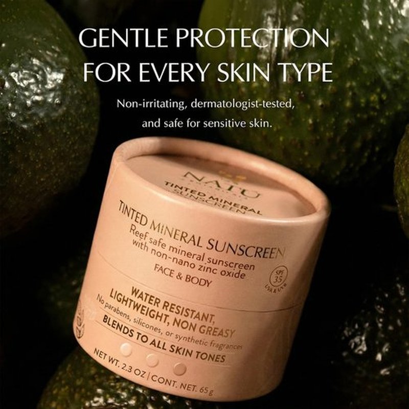 NATÚ BOTANICALS Tinted Mineral Face and Body Sunscreen SPF 35 - Mineral Zinc Oxide Sunblock Lotion - Broad-Spectrum UVA & UVB Protection - Lightweight & Gentle for Sensitive Skin - Reef Safe