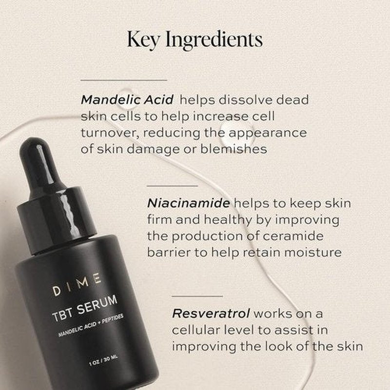 DIME Beauty TBT Serum - Anti-Aging Face Serum With Niacinamide and Mandelic Acid, Hydrating for Youthful Skin, 1 oz (30 mL)