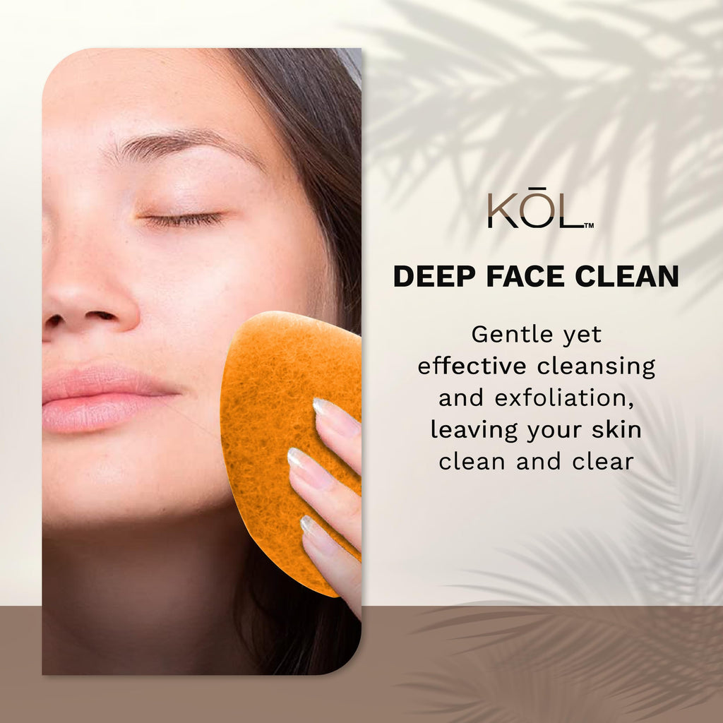 KOL Face Scrubber Pads, Citrus and Vitamin C Infused Exfoliating Facial Cleansing Sponges for Daily Face Wash and Makeup Removal, 6 Count