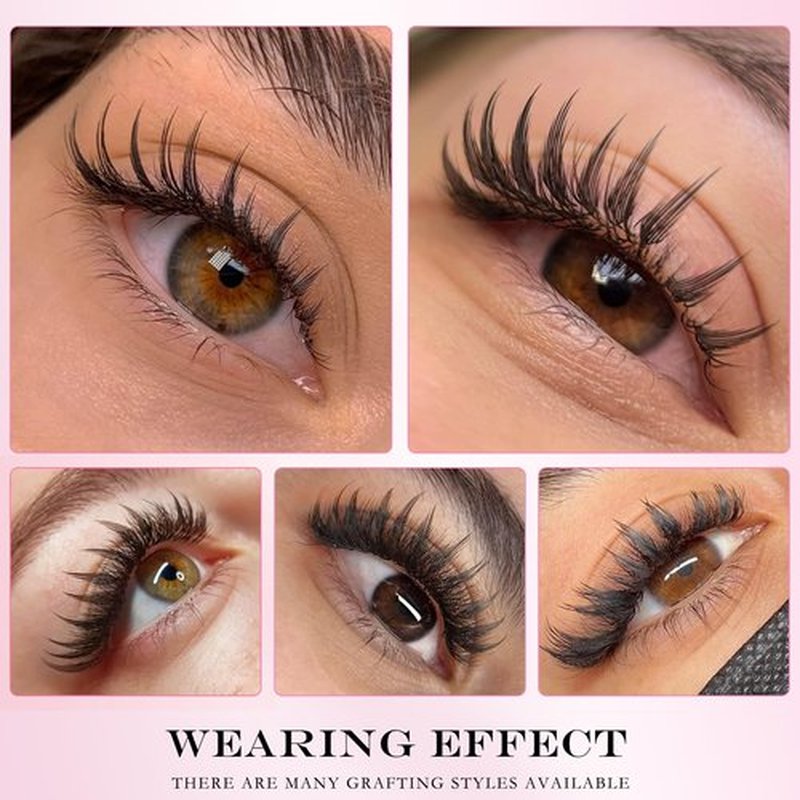 CoMango Premade Spire Lashes Anime Lash Fans C/D Curl Manga Chunk Natural Wispy Lash Extension Feather Shape Comic Lashes 0.07mm lndividual Lashes (Black Spire, 0.07-D-12mm)