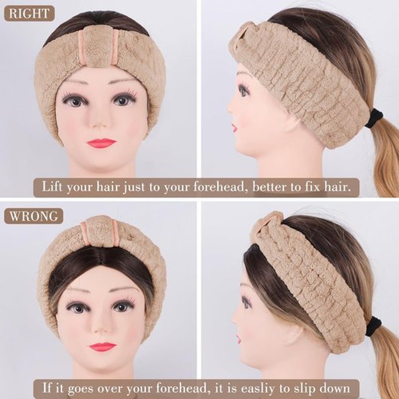 DiyJibb 9 Pcs Spa Headband for Washing Face,Skincare Headband and Wristband Set,Women Teen Girls Facial Hairbands for Washing Face, Makeup, Sports, Yoga (apricot + pink + grey)