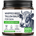 Beef Tallow for Skin – Grass Fed Whipped Tallow and Honey Balm, Face and Body Moisturizer with Beeswax and Wild Honey, 3-Ingredient Fragrance Free Non Comedogenic Formula for Dry Sensitive Skin