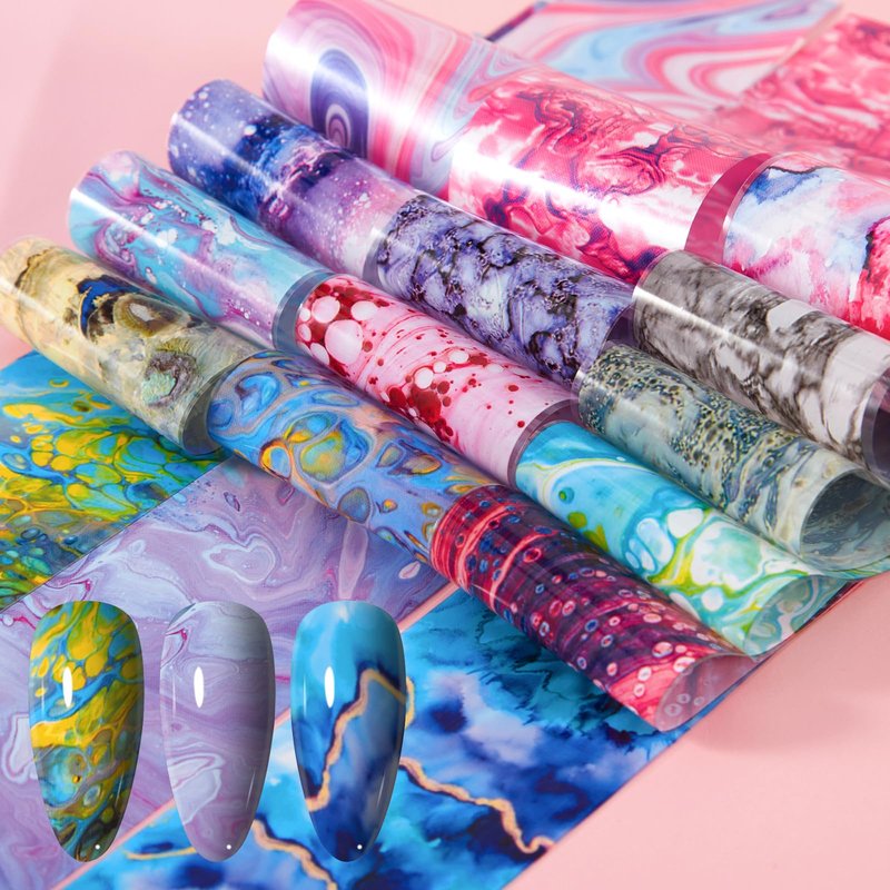 XEAOHESY 300 Sheets Nail Foils Transfer Nail Art Stickers Aurora Iridescence Gradient Marbling Holographic Laser Nail Foil Sheets Leopard Print Transfer Foil for Nails Decoration