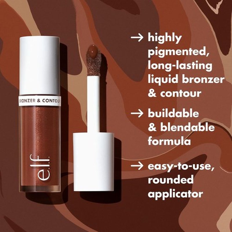 e.l.f. Camo Liquid Bronzer - Silky Highly Pigmented Formula for Long-Lasting Glow | Vegan & Cruelty-Free, 5.5 Medium/Tan