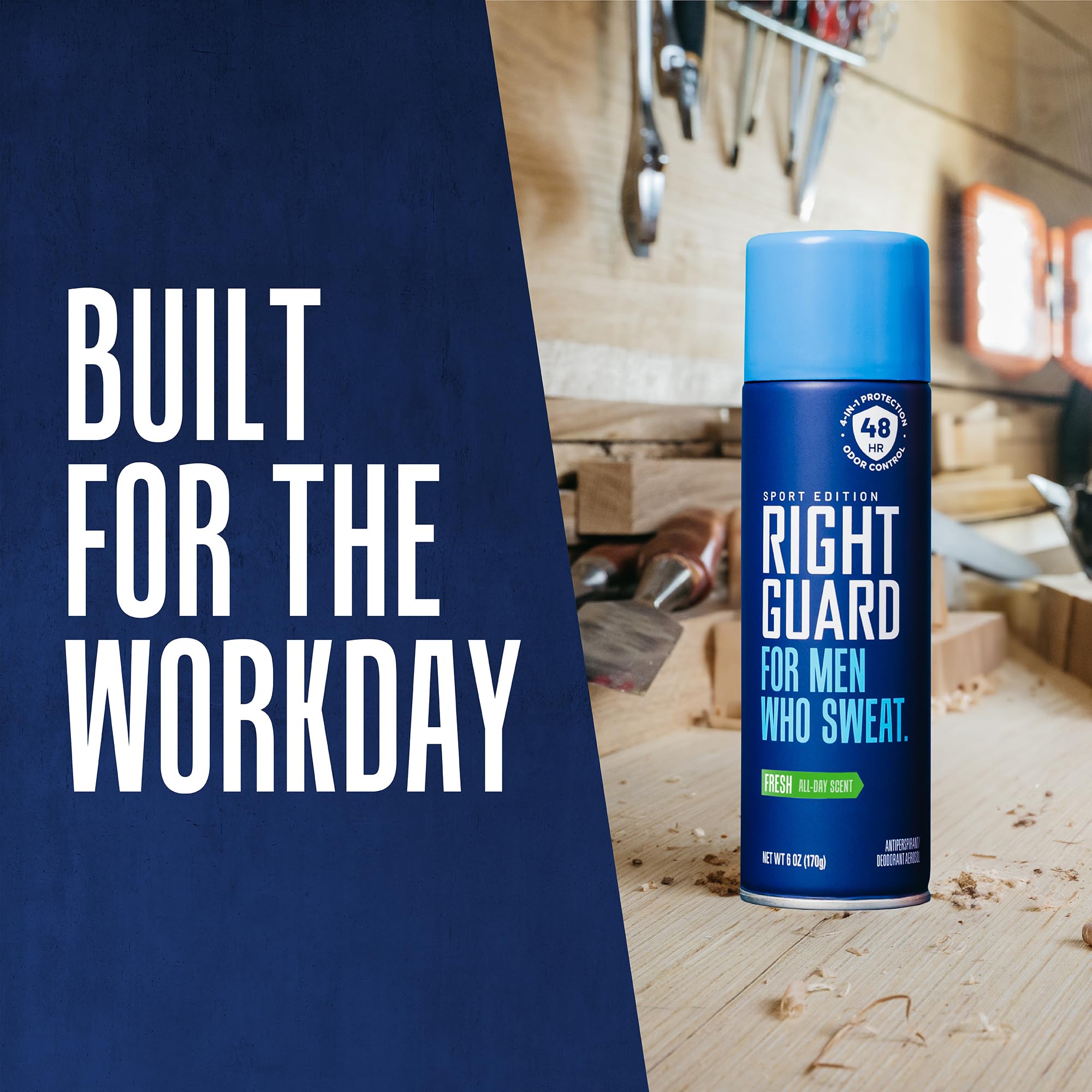 Right Guard Sport Fresh Scent Antiperspirant & Deodorant Spray - 4-in-1 Protection Spray Deodorant for Men, Blocks Sweat, 48-Hour Odor Control, Quick-Drying, & Long-Lasting, 6oz (3 Pack)