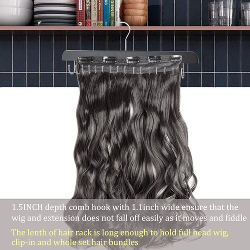 2-Pack Extra Long Hair Extension Holder Wooden Extension Hanger for Human Hair Extension Full Length Weft Hair Rack for Styling,Storage,Washing, Drying, Coloring for Barber Shop/Home