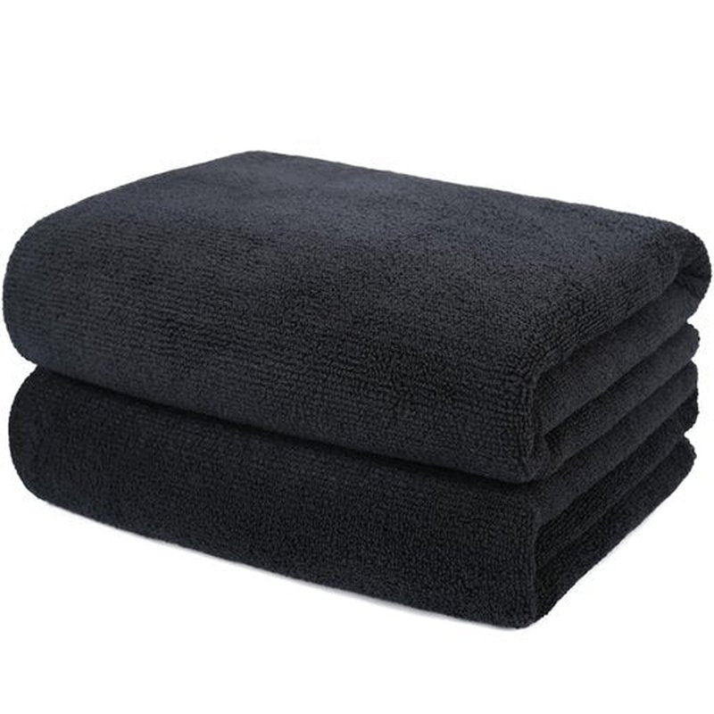 OASISGUEST Microfiber Hair Drying Salon Towels, Set of 2 (20‘' x 40'') Professional Super Absorbent Quick Dry (Black)