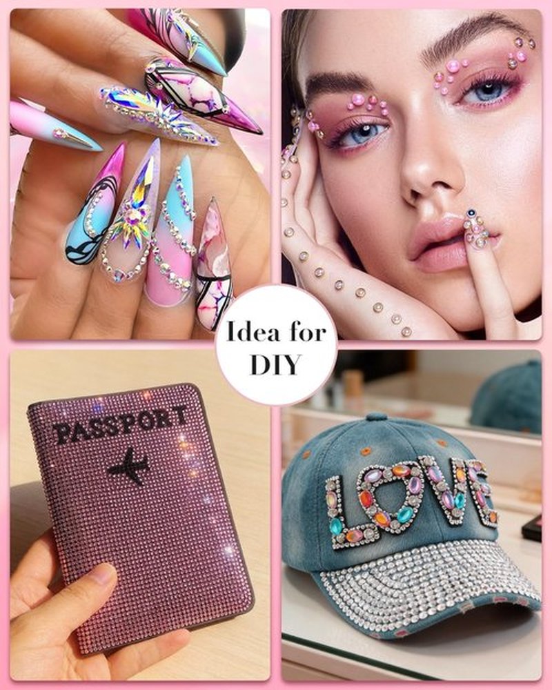 Rhinestone Picker Tool, 2 Rhinestone Applicator Tool Wax Pen Dual-Ended with 4PCS Replaceable Wax Tips and 1 Tweezer for DIY Nail Art Tool (Pink)